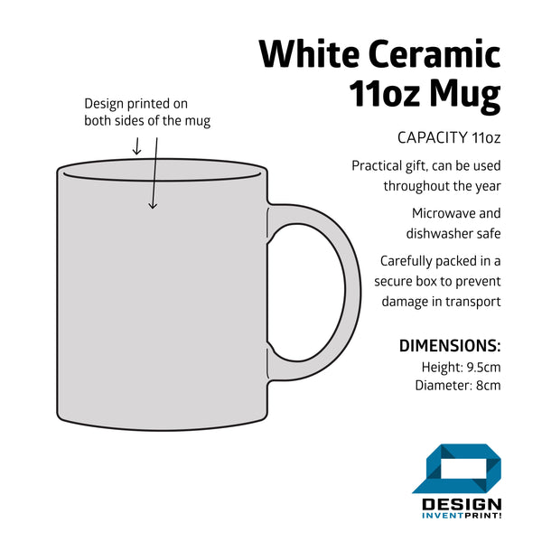 Custom Mug Printing Full Colour Print Design, Photo or Logo White Coffee Mug 11oz