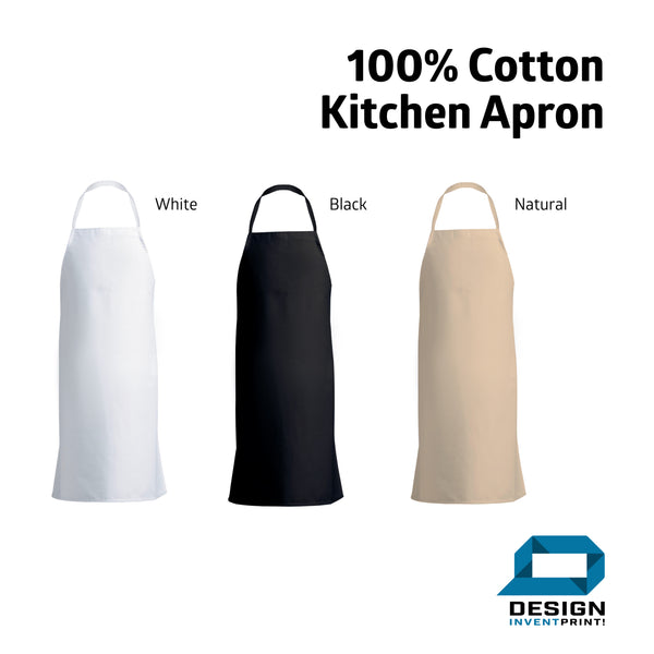 Printed or Embroidery Cotton Bib Apron Full Colour Design, Photo, Brand or Logo