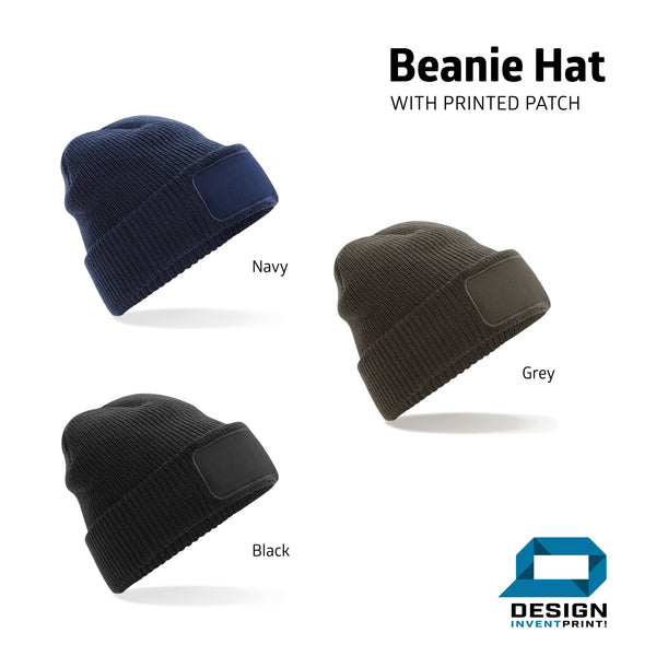 Custom Print or Embroidery Beanie Hat Full Colour Design, Photo, Brand or Logo