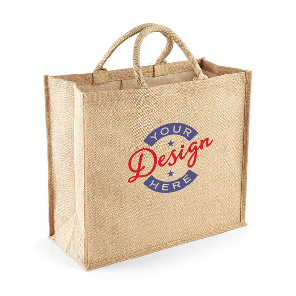 Printed Jute Bag Large Custom Print Shopping Bag Full Colour Design, Photo or Logo