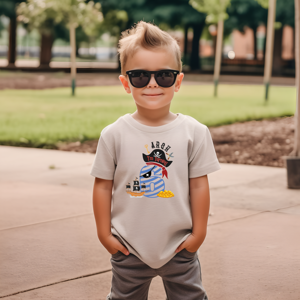 6th Birthday Six Year Old - Turning 6 Pirate Kids DTF Transfer - Gift Do it Yourself Iron On Heat Press Shirt Any Material Long Lasting Full Colour