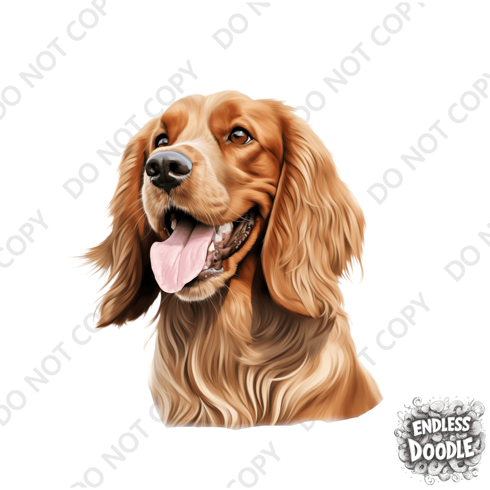 English Cocker Spaniel Dog DTF Transfer Gift Iron On Transfer Do it Yourself Heat Press for Clothing T Shirt Any Material Long Lasting (ECOCKS010)