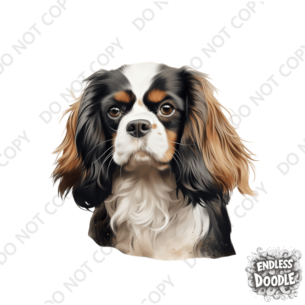 Cavalier King Charles Spaniel Dog DTF Transfer Gift Iron On Transfer Do it Yourself Heat Press for Clothing T Shirt Any Material Long Lasting (KCCS043)