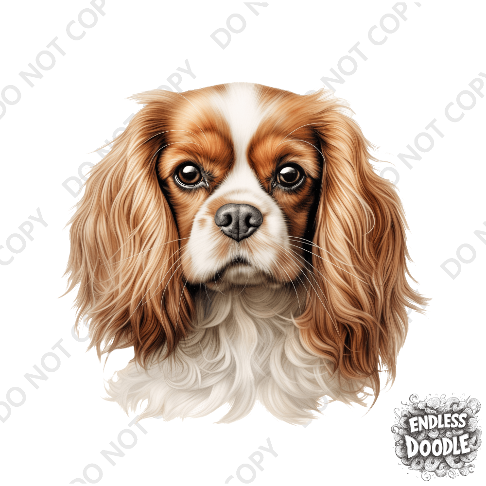 Cavalier King Charles Spaniel Dog DTF Transfer Gift Iron On Transfer Do it Yourself Heat Press for Clothing T Shirt Any Material Long Lasting (KCCS030)