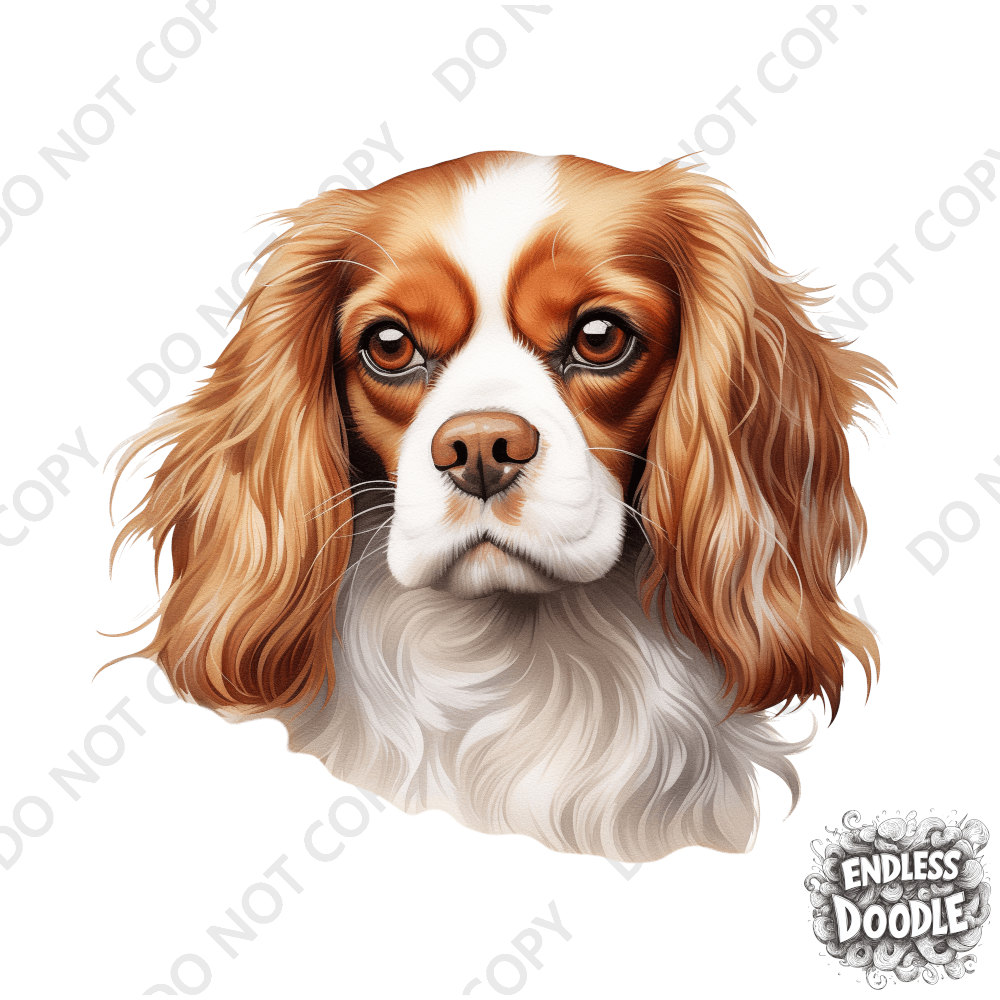 Cavalier King Charles Spaniel Dog DTF Transfer Gift Iron On Transfer Do it Yourself Heat Press for Clothing T Shirt Any Material Long Lasting (KCCS031)