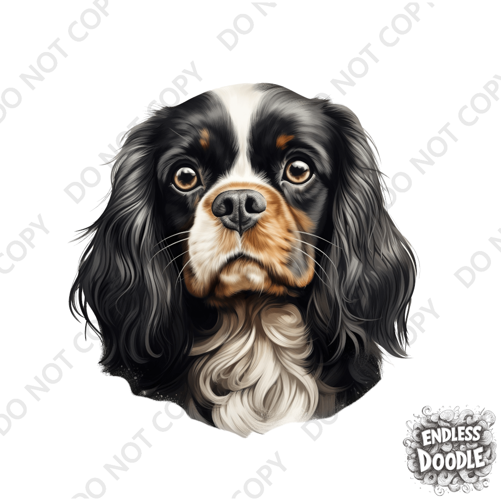 Cavalier King Charles Spaniel Dog DTF Transfer Gift Iron On Transfer Do it Yourself Heat Press for Clothing T Shirt Any Material Long Lasting (KCCS040)