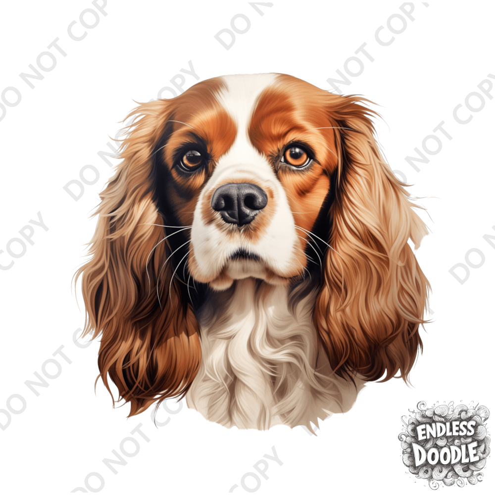 Cavalier King Charles Spaniel Dog DTF Transfer Gift Iron On Transfer Do it Yourself Heat Press for Clothing T Shirt Any Material Long Lasting (KCCS047)