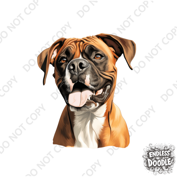 Boxer Dog DTF Transfer Gift Iron On Transfer Do it Yourself Heat Press for Clothing T Shirt Any Material Long Lasting (BOXER016)