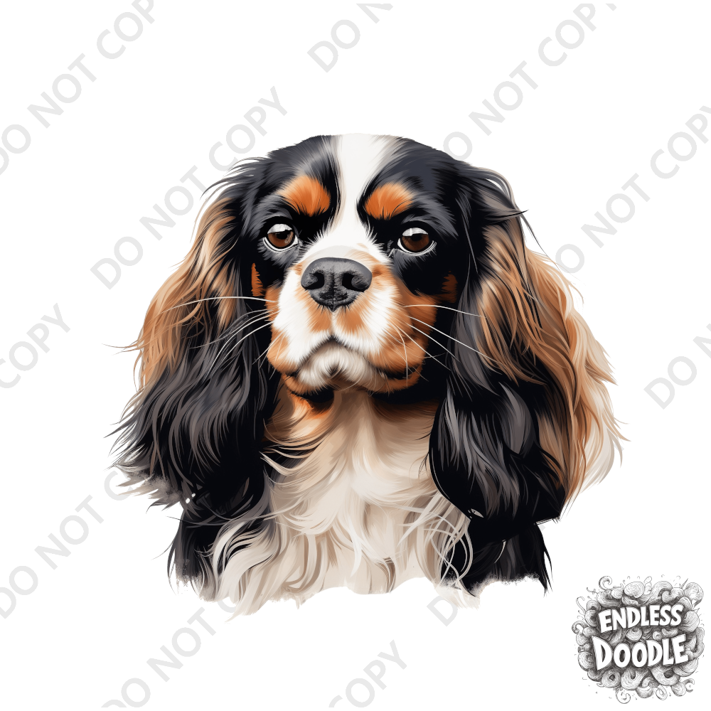 Cavalier King Charles Spaniel Dog DTF Transfer Gift Iron On Transfer Do it Yourself Heat Press for Clothing T Shirt Any Material Long Lasting (KCCS027)