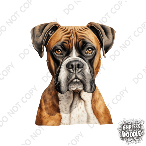 Boxer Dog DTF Transfer Gift Iron On Transfer Do it Yourself Heat Press for Clothing T Shirt Any Material Long Lasting (BOXER021)