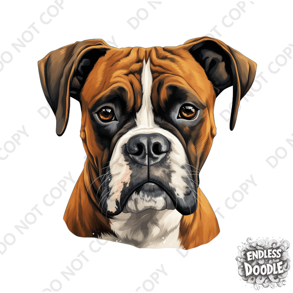 Boxer Dog DTF Transfer Gift Iron On Transfer Do it Yourself Heat Press for Clothing T Shirt Any Material Long Lasting (BOXER019)