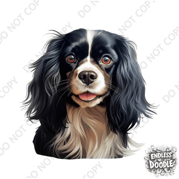 Cavalier King Charles Spaniel Dog DTF Transfer Gift Iron On Transfer Do it Yourself Heat Press for Clothing T Shirt Any Material Long Lasting (KCCS037)