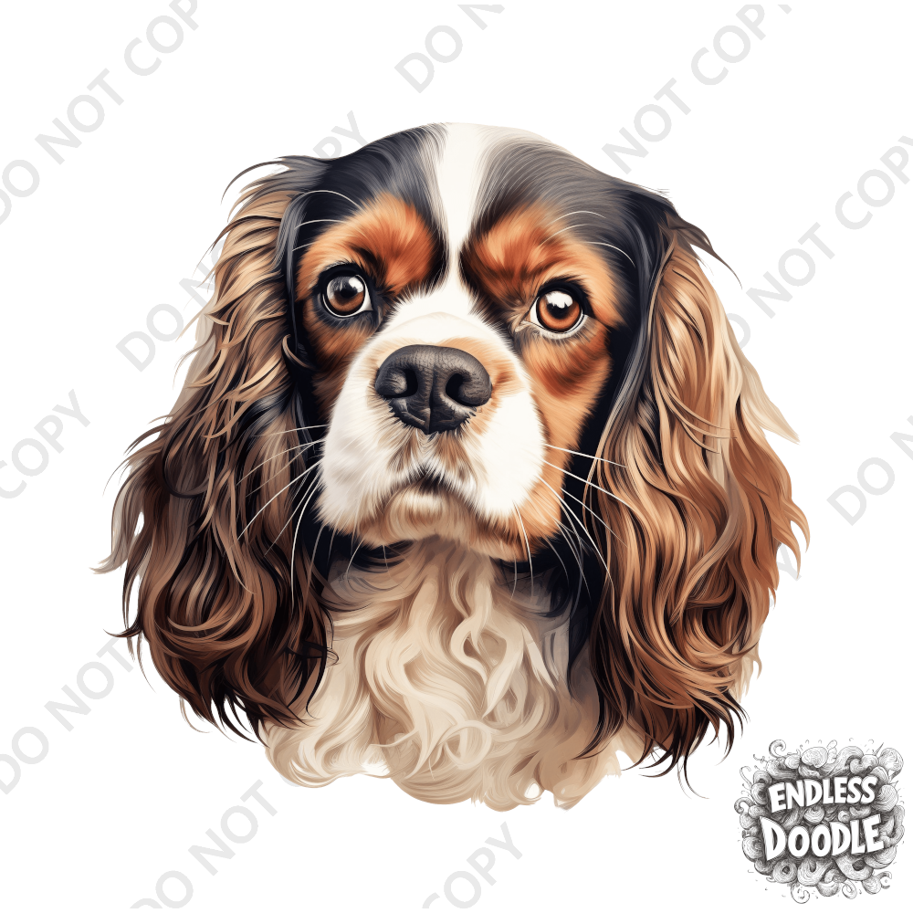 Cavalier King Charles Spaniel Dog DTF Transfer Gift Iron On Transfer Do it Yourself Heat Press for Clothing T Shirt Any Material Long Lasting (KCCS042)