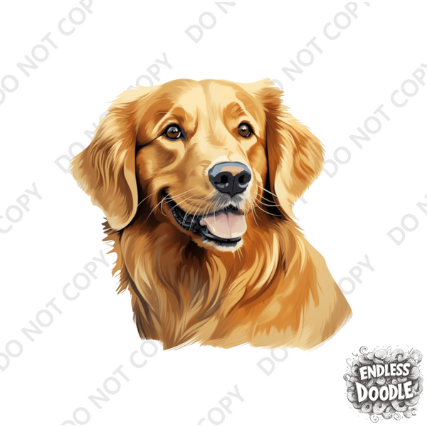Golden Retriever Dog DTF Transfer Gift Iron On Transfer Do it Yourself Heat Press for Clothing T Shirt Any Material Long Lasting (GOLDRE064)