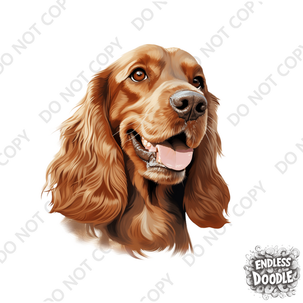 English Cocker Spaniel Dog DTF Transfer Gift Iron On Transfer Do it Yourself Heat Press for Clothing T Shirt Any Material Long Lasting (ECOCKS014)