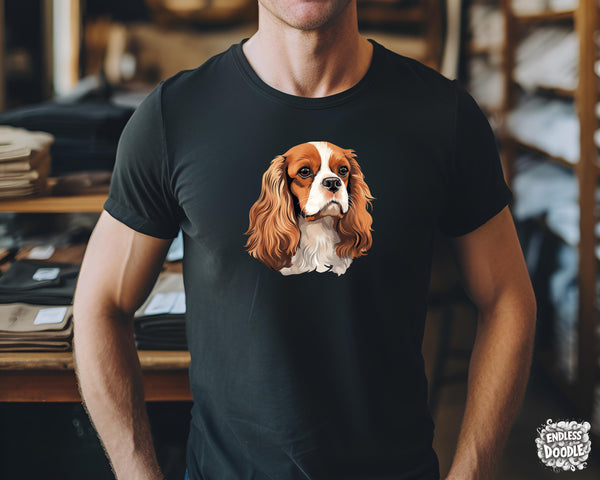 Cavalier King Charles Spaniel Dog DTF Transfer Gift Iron On Transfer Do it Yourself Heat Press for Clothing T Shirt Any Material Long Lasting (KCCS024)