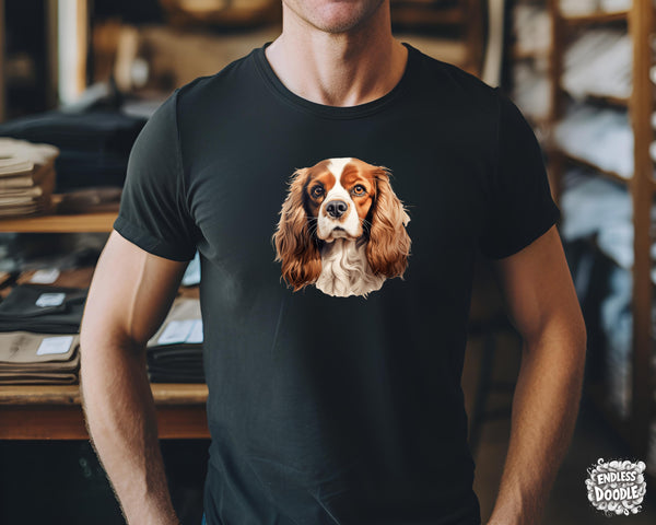 Cavalier King Charles Spaniel Dog DTF Transfer Gift Iron On Transfer Do it Yourself Heat Press for Clothing T Shirt Any Material Long Lasting (KCCS047)