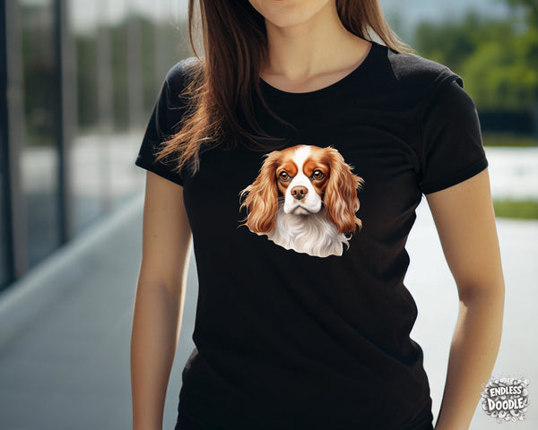 Cavalier King Charles Spaniel Dog DTF Transfer Gift Iron On Transfer Do it Yourself Heat Press for Clothing T Shirt Any Material Long Lasting (KCCS031)