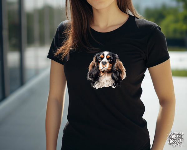 Cavalier King Charles Spaniel Dog DTF Transfer Gift Iron On Transfer Do it Yourself Heat Press for Clothing T Shirt Any Material Long Lasting (KCCS027)