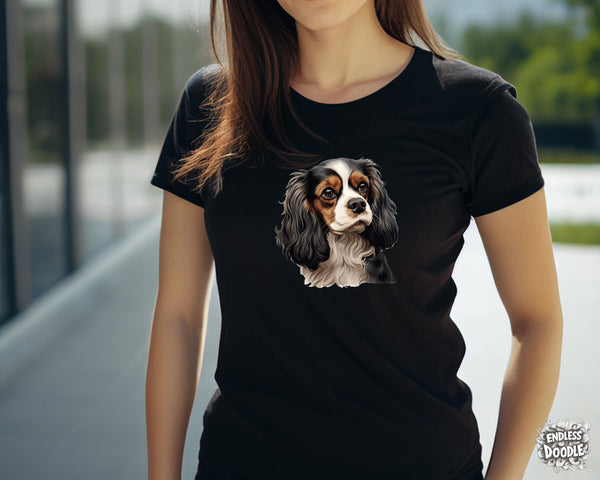 Cavalier King Charles Spaniel Dog DTF Transfer Gift Iron On Transfer Do it Yourself Heat Press for Clothing T Shirt Any Material Long Lasting (KCCS026)