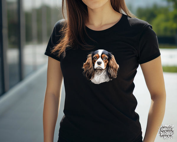 Cavalier King Charles Spaniel Dog DTF Transfer Gift Iron On Transfer Do it Yourself Heat Press for Clothing T Shirt Any Material Long Lasting (KCCS041)