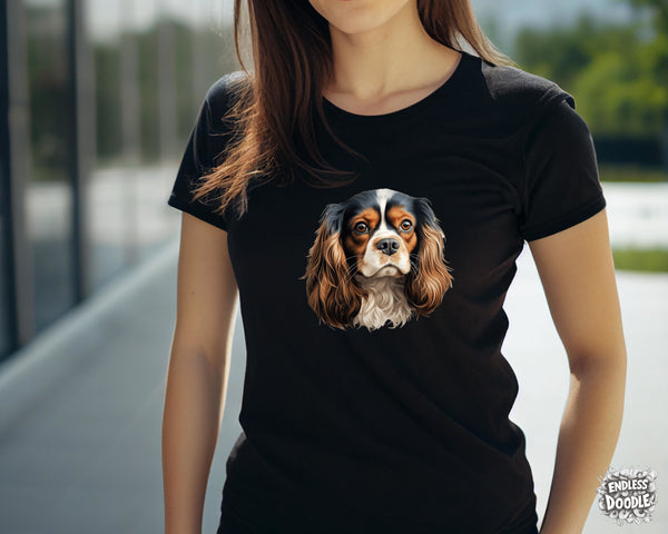 Cavalier King Charles Spaniel Dog DTF Transfer Gift Iron On Transfer Do it Yourself Heat Press for Clothing T Shirt Any Material Long Lasting (KCCS044)