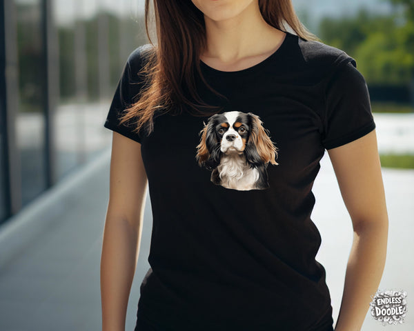 Cavalier King Charles Spaniel Dog DTF Transfer Gift Iron On Transfer Do it Yourself Heat Press for Clothing T Shirt Any Material Long Lasting (KCCS043)