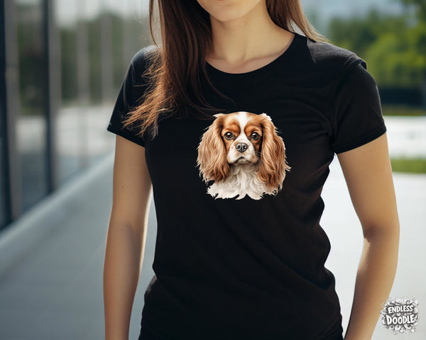 Cavalier King Charles Spaniel Dog DTF Transfer Gift Iron On Transfer Do it Yourself Heat Press for Clothing T Shirt Any Material Long Lasting (KCCS030)