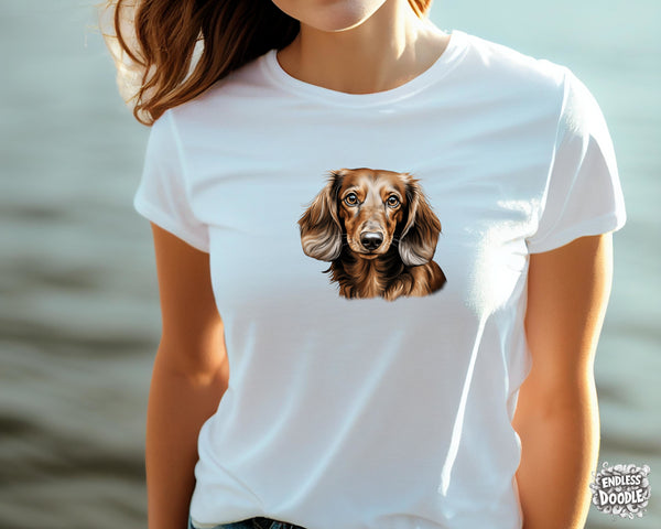 Dachshund Dog DTF Transfer Gift Iron On Transfer Do it Yourself Heat Press Hot Cold Peel for Clothing T Shirt Any Material Long Lasting (DACH050)
