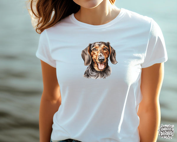 Dachshund Dog DTF Transfer Gift Iron On Transfer Do it Yourself Heat Press Hot Cold Peel for Clothing T Shirt Any Material Long Lasting (DACH052)