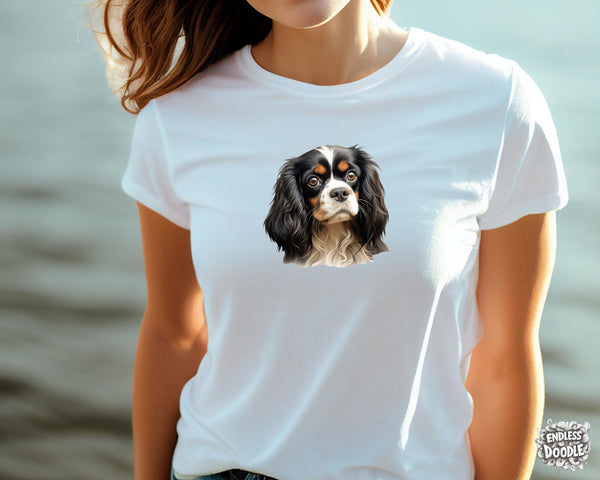 Cavalier King Charles Spaniel Dog DTF Transfer Gift Iron On Transfer Do it Yourself Heat Press for Clothing T Shirt Any Material Long Lasting (KCCS029)