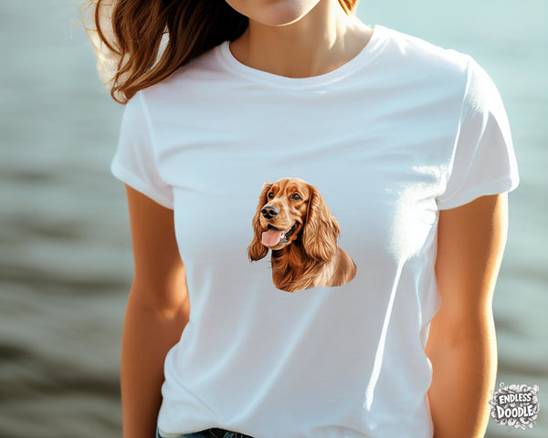 English Cocker Spaniel Dog DTF Transfer Gift Iron On Transfer Do it Yourself Heat Press for Clothing T Shirt Any Material Long Lasting (ECOCKS012)