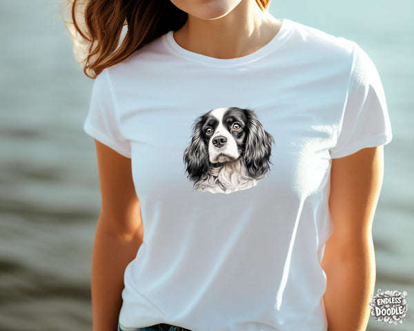 Cavalier King Charles Spaniel Dog DTF Transfer Gift Iron On Transfer Do it Yourself Heat Press for Clothing T Shirt Any Material Long Lasting (KCCS025)