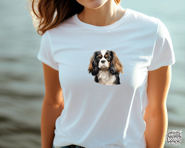 Cavalier King Charles Spaniel Dog DTF Transfer Gift Iron On Transfer Do it Yourself Heat Press for Clothing T Shirt Any Material Long Lasting (KCCS043)