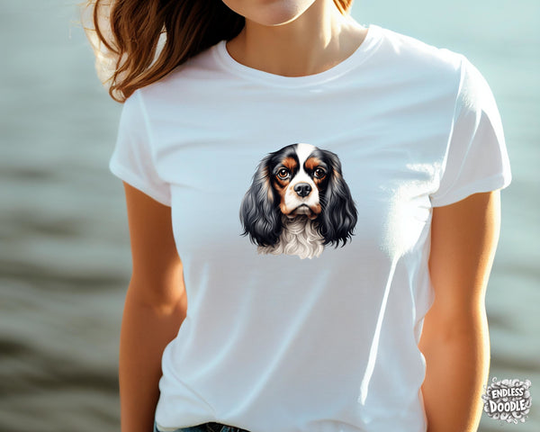 Cavalier King Charles Spaniel Dog DTF Transfer Gift Iron On Transfer Do it Yourself Heat Press for Clothing T Shirt Any Material Long Lasting (KCCS036)