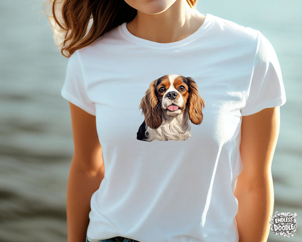 Cavalier King Charles Spaniel Dog DTF Transfer Gift Iron On Transfer Do it Yourself Heat Press for Clothing T Shirt Any Material Long Lasting (KCCS045)