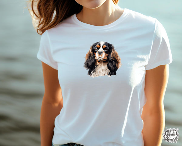 Cavalier King Charles Spaniel Dog DTF Transfer Gift Iron On Transfer Do it Yourself Heat Press for Clothing T Shirt Any Material Long Lasting (KCCS027)