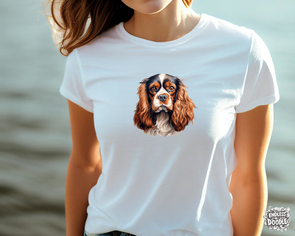 Cavalier King Charles Spaniel Dog DTF Transfer Gift Iron On Transfer Do it Yourself Heat Press for Clothing T Shirt Any Material Long Lasting (KCCS038)