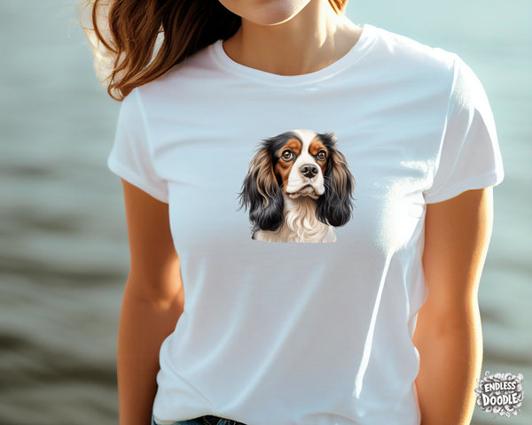 Cavalier King Charles Spaniel Dog DTF Transfer Gift Iron On Transfer Do it Yourself Heat Press for Clothing T Shirt Any Material Long Lasting (KCCS032)